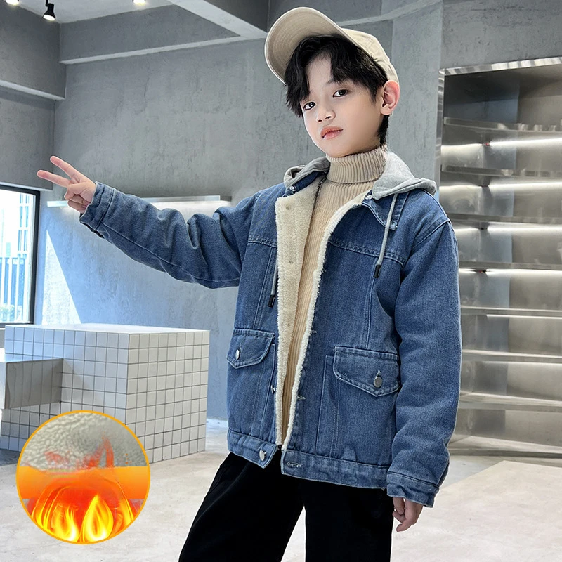Boys Hooded Denim Jacket Middle and Large Children 2023 Fall and Winter Padded Warm Top Winter Jacket Denim Clothing
Boys Hooded Denim Jacket Middle and Large Children 2023 Fall and Winter Padded Warm Top Winter Jacket Denim Clothing