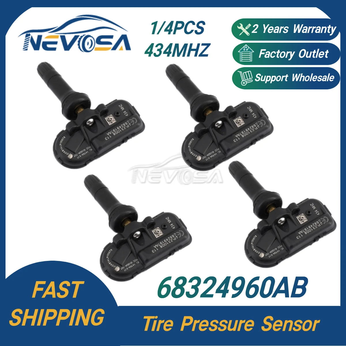 

Nevosa 68324960AB 68185570AA 68378369AD TPMS Car Tire Pressure Monitor Sensor For Jeep Cherokee Dodge RAM 1500 434MHZ Manometer