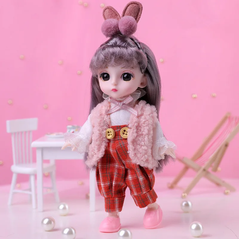 

Movable Princess BJD Figure c Doll with Clothes and Shoes, 16cm Cute Face Big Eyes 1/12 Scale DIY 13 Joints Sweet Gift Girl Toy