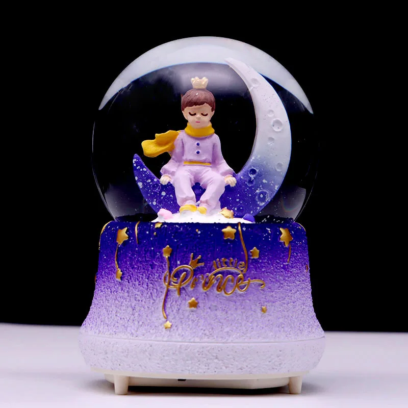 

Little Prince Music Box Valentine's Day Wedding Decorations Cute Girls Crystal Ball Eight Music Box Children's Gifts with Lights