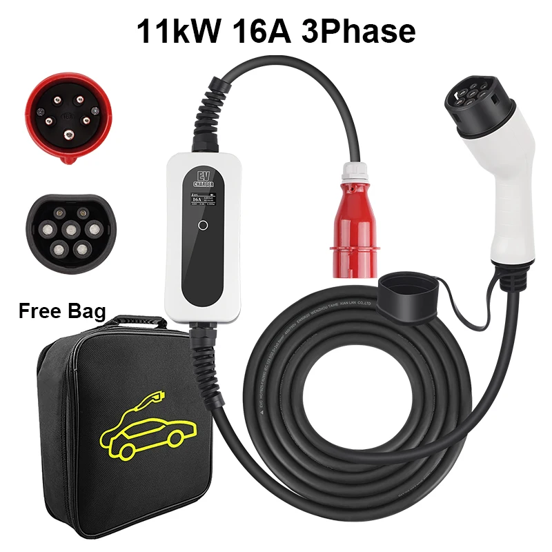 

Level 2 EV Charging Stations EVSE Wallbox Electric Car Charger 11KW 16A 3 Phase CEE Red Plug IEC 62196 Type 2 EV Charger