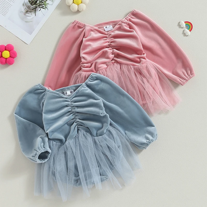 Baby Girls Romper Dress Solid Color Velvet Mesh Long Sleeve Jumpsuits for Newborn Infant Toddler Cute Children's Clothing
Baby Girls Romper Dress Solid Color Velvet Mesh Long Sleeve Jumpsuits for Newborn Infant Toddler Cute Children's Clothing