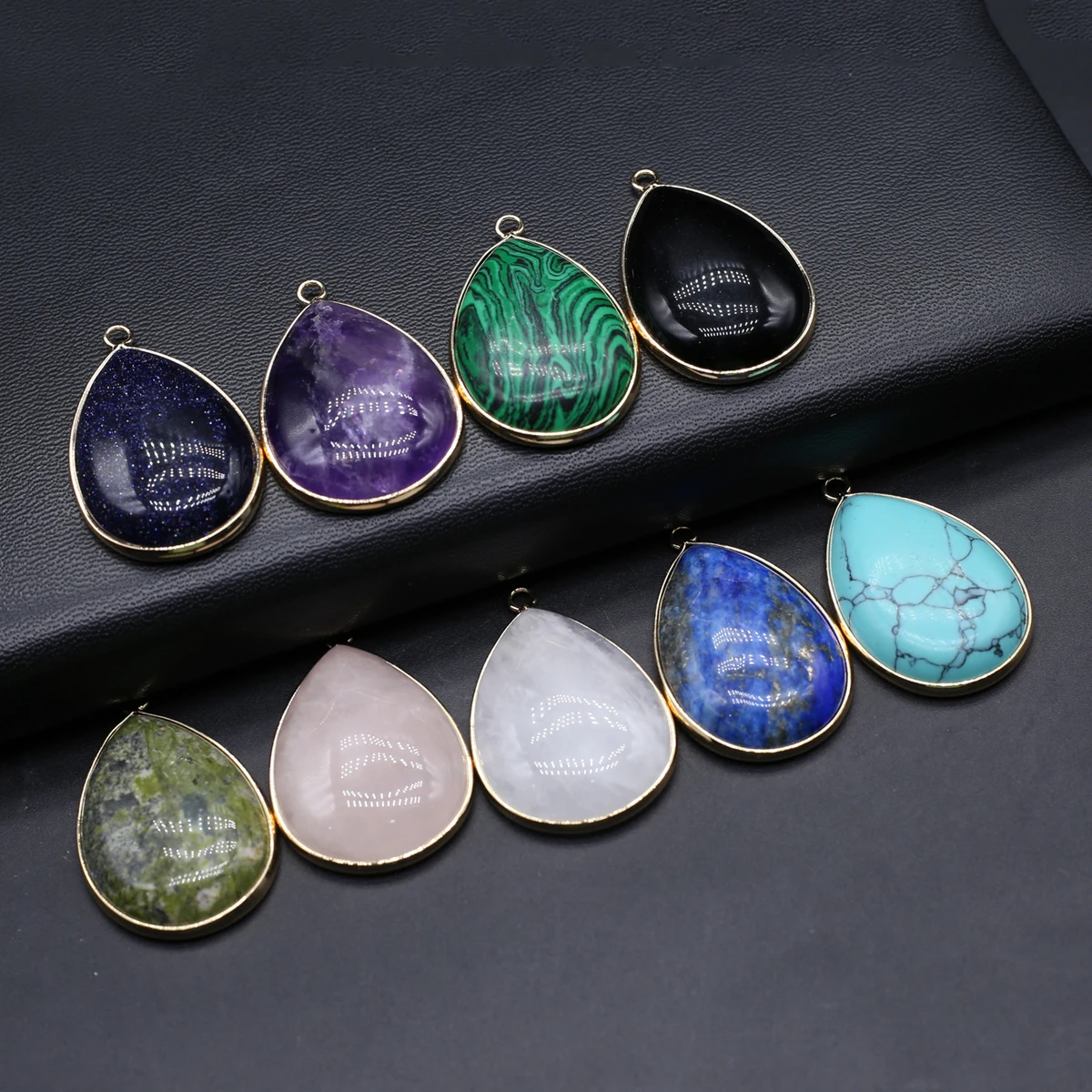 

7PCS Wholesale Natural Stones Water Droplet Shaped Reiki Healing Amethysts Pendant Jewelry Making DIY Necklace Accessories