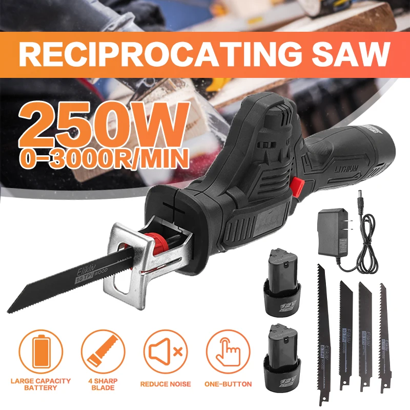Cordless Reciprocating Saw Portable Electric Saw with 4 Blades for Cutting Wood Iron Sheet Plastics Multifunctional Electric Saw
Cordless Reciprocating Saw Portable Electric Saw with 4 Blades for Cutting Wood Iron Sheet Plastics Multifunctional Electric Saw