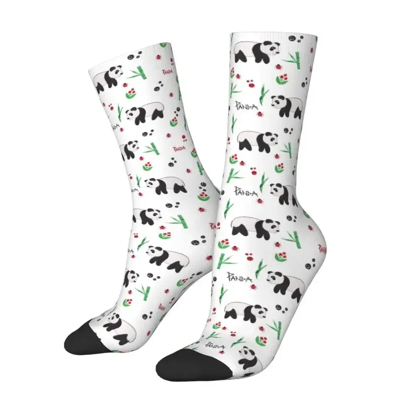 

Fun Print Watercolor Panda Bear Socks for Men Women Stretch Summer Autumn Winter Cute Crew Socks