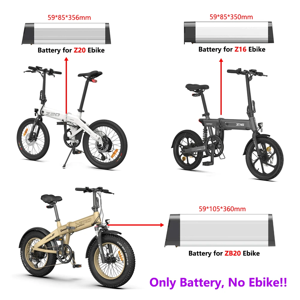 

Foldable Electric Bike Battery For HIMO Z16 Z20 ZB20 36V 10.4Ah Replace Lithium Battery 48V 12.8Ah 13Ah 14Ah Folding Ebike Akku