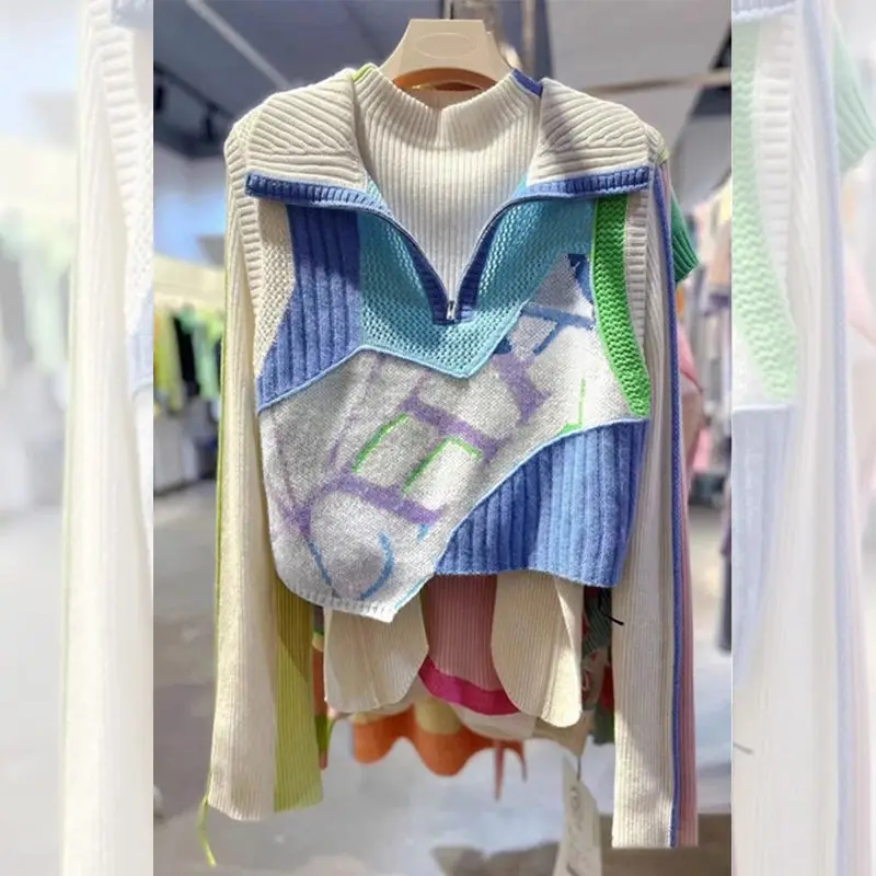 Майка вязаный свитер для женщин новый костюм ленивый стиль Harajuku шикарные топы весна и осень 2024
Майка вязаный свитер для женщин новый костюм ленивый стиль Harajuku шикарные топы весна и осень 2024