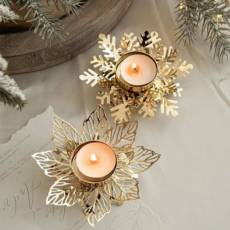 

Christmas Style Candle Holder Gold Plate Candlestick Iron Craft Candelabra Wedding Festival Party Supplies Gift