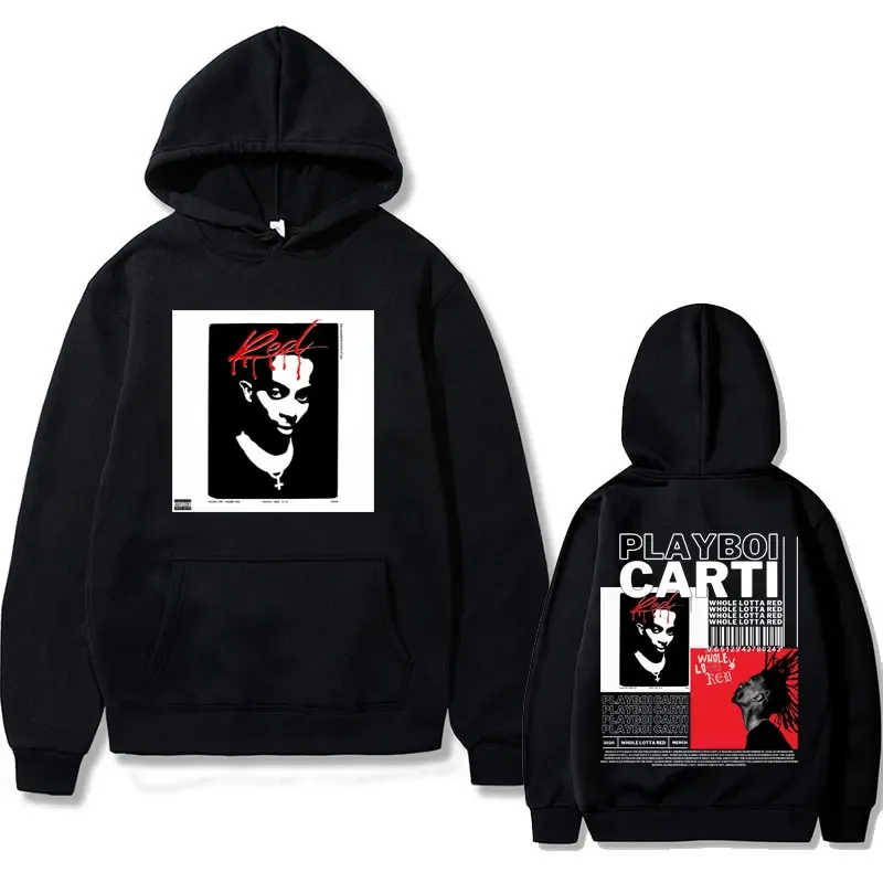 

Hip Hop Rap Playboi Carti Whole Lotta Red Music Album Aesthetic Hoodie Male Casual Sweatshirt Pullover Men Oversized Streetwear