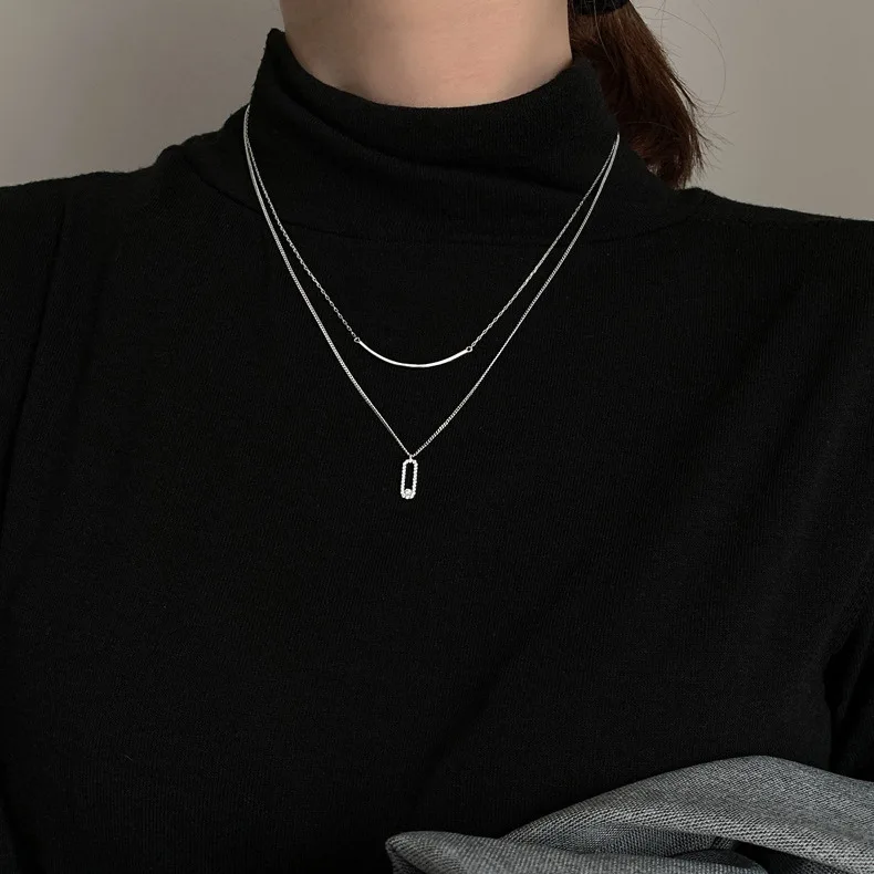 Collier pendentif en forme de coeur lisse minimaliste pour femme, argent regardé 925, breloque mignonne, mode 4