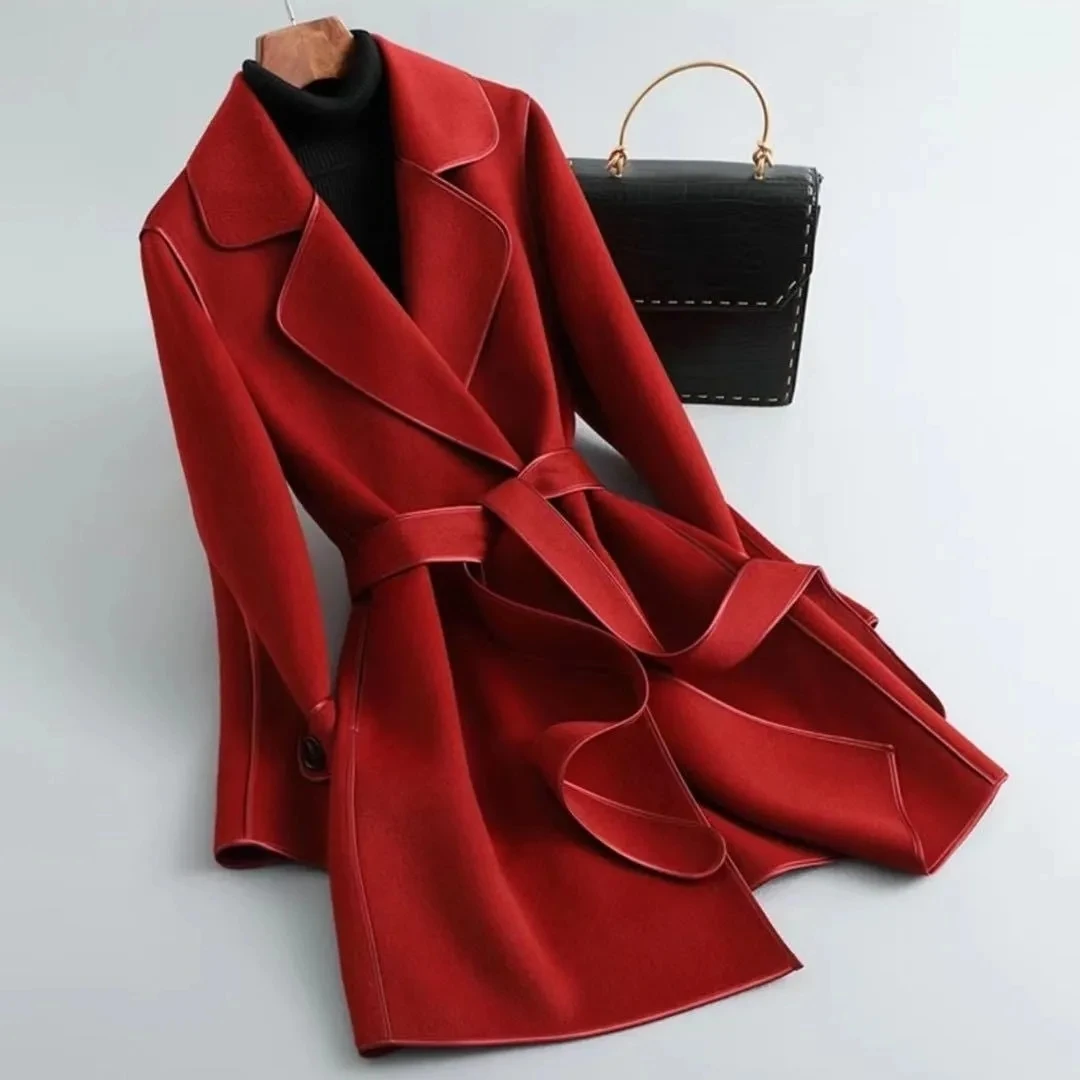 Vintage Lace-up Wool Coat Mid-long Woolen Jacket Black Slim Women's Spring Autumn Winter High-End Cashmere Coat Mother 2024 New
Vintage Lace-up Wool Coat Mid-long Woolen Jacket Black Slim Women's Spring Autumn Winter High-End Cashmere Coat Mother 2024 New