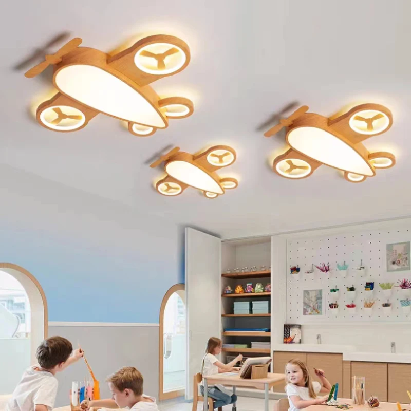 

Log Color Airplane Light Children's Room Ceiling Lights LED Nordic Boy Bedroom Baby Room Nursery Ceiling Lamps Wrought Iron Lamp