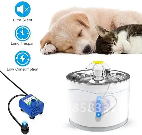 

Pet Dog Cat Drinking Fountain Automatic Water Active Carbon Filter Electric Dispenser Bowl LED Drink Cats Drinker USB Powered
