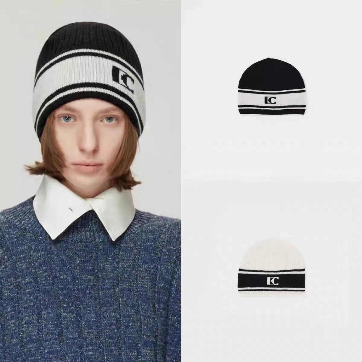 LC MONA Knitted Cap Black White Stripes Letter Ear Protection Cold Hat Wool Cap Beanies Korean Style Warm Bonnet Unisex Skullies
LC MONA Knitted Cap Black White Stripes Letter Ear Protection Cold Hat Wool Cap Beanies Korean Style Warm Bonnet Unisex Skullies