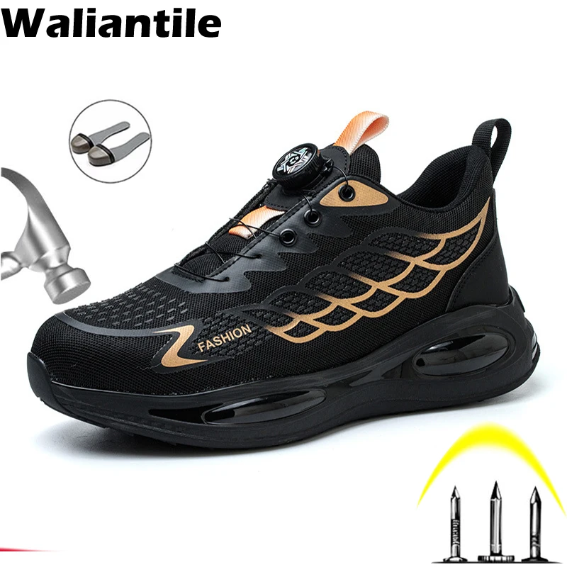 

Waliantile 2024 New Men Safety Shoes For Industrial Work Boots Puncture Proof Anti-smashing Steel Toe Indestructible Sneakers