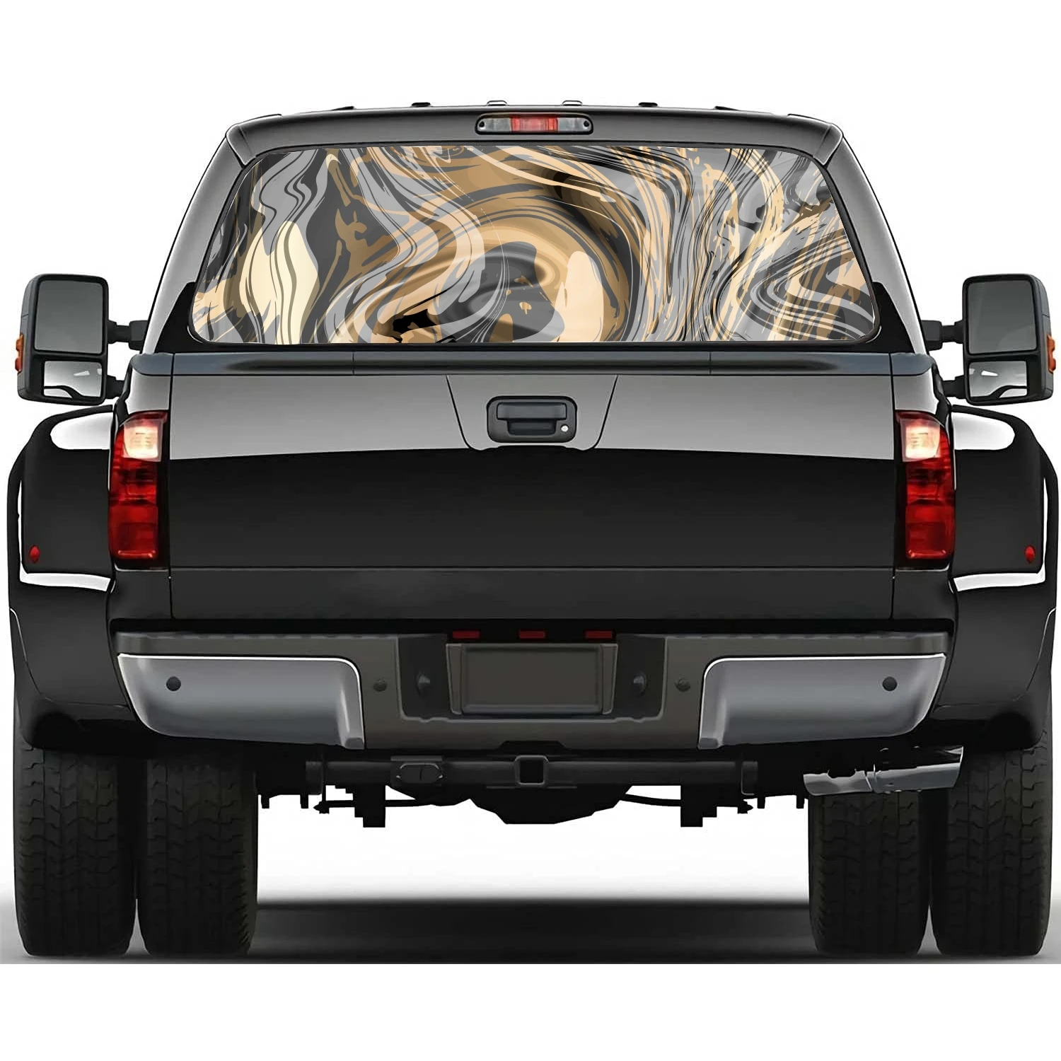 

Golden Luxury Marble Texture Rear Window Decal Fit Pickup,Truck,Car Universal See Through Perforated Back Windows Vinyl Sticker