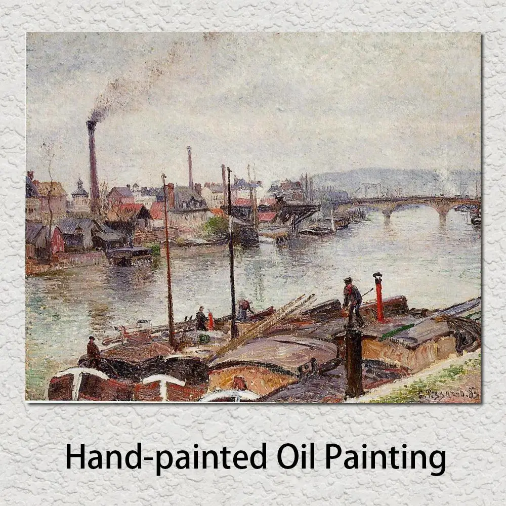 

French Impressionist Paintings The Port of Rouen Ii by Camille Pissarro High Quality Hand Painted
