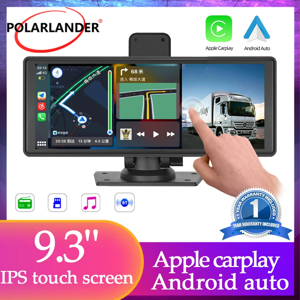 

Portable Monitors IPS Large Screen Support FM Bluetooth Function 9.3 inch Android Auto Wireless Carplay Car Multimedia Player