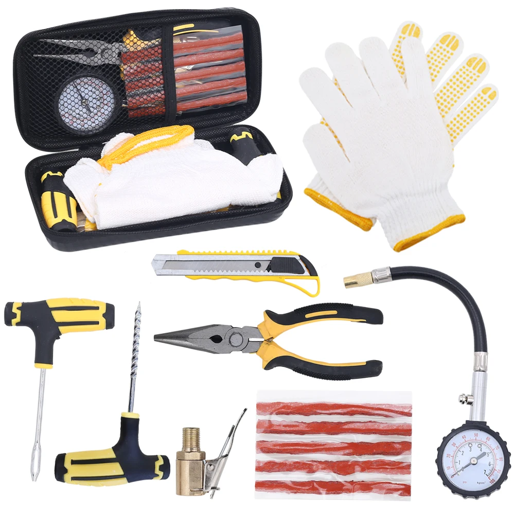 Universal Tire Repair Kit Tubeless Tire Repair Tool Tyre Punctures Flats Emergenciy Repair for Bicycles Motorcycles Cars Trucks
Universal Tire Repair Kit Tubeless Tire Repair Tool Tyre Punctures Flats Emergenciy Repair for Bicycles Motorcycles Cars Trucks