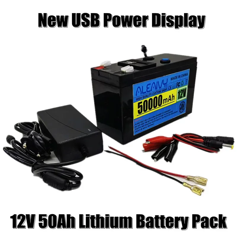 

New USB Power Display 12v 50ah 18650 Lithium Battery Pack Is Suitable for Solar Energy and Electric Vehicle Battery+12.6v Charge