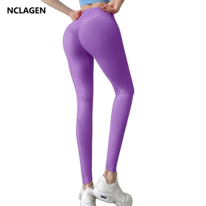 

NCLAGEN Yoga Pants Women Seamless Leggings High Waist Booty Scrunch Tights Peach Hip Lifting Fitness Workout Elastic GYM Bottoms