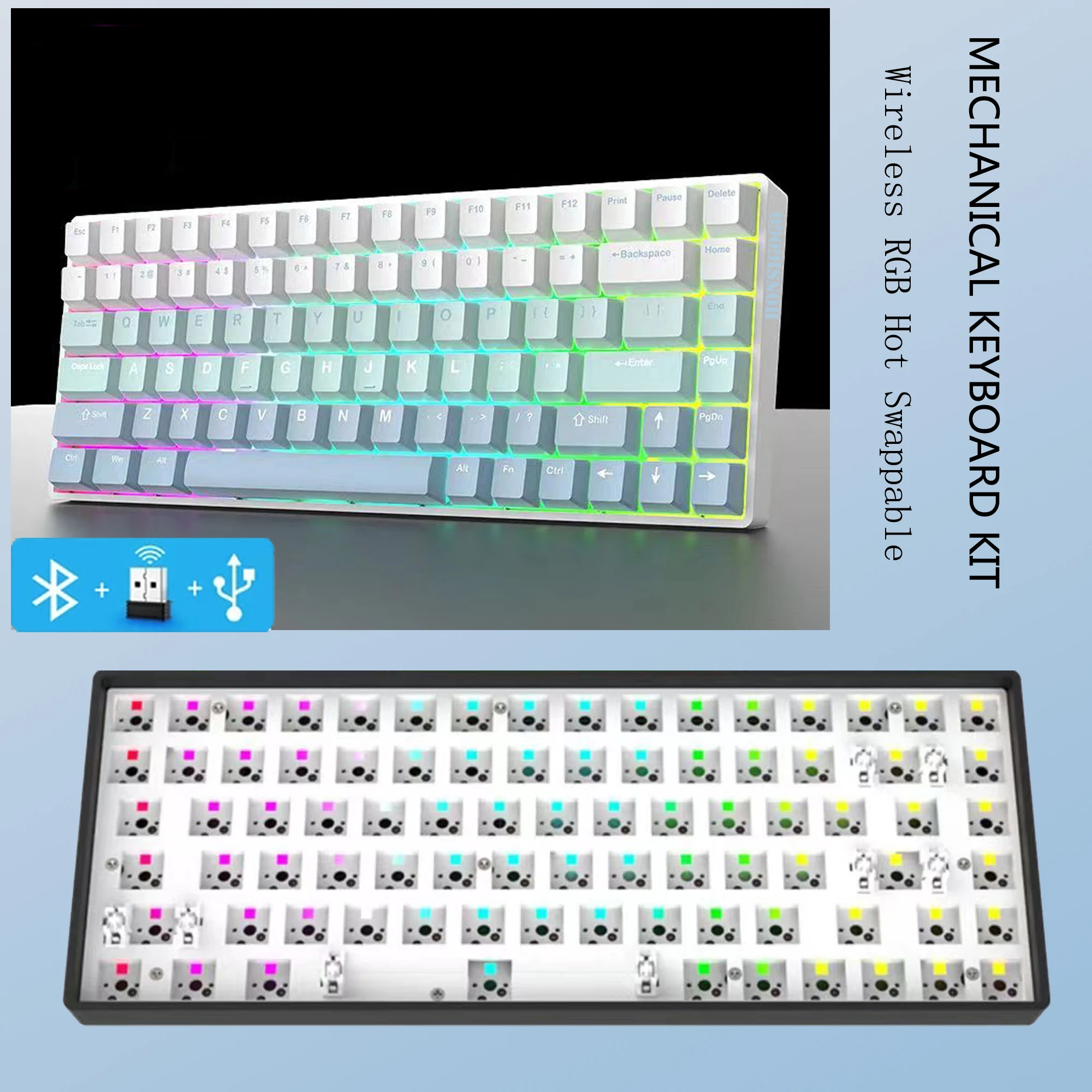 DK84 75 Percent Hot Swappable RGB Backlit Customized Mechanical Keyboard Kit Bluetooth Wireless For PC Gamer FL Esport Claviers
DK84 75 Percent Hot Swappable RGB Backlit Customized Mechanical Keyboard Kit Bluetooth Wireless For PC Gamer FL Esport Claviers