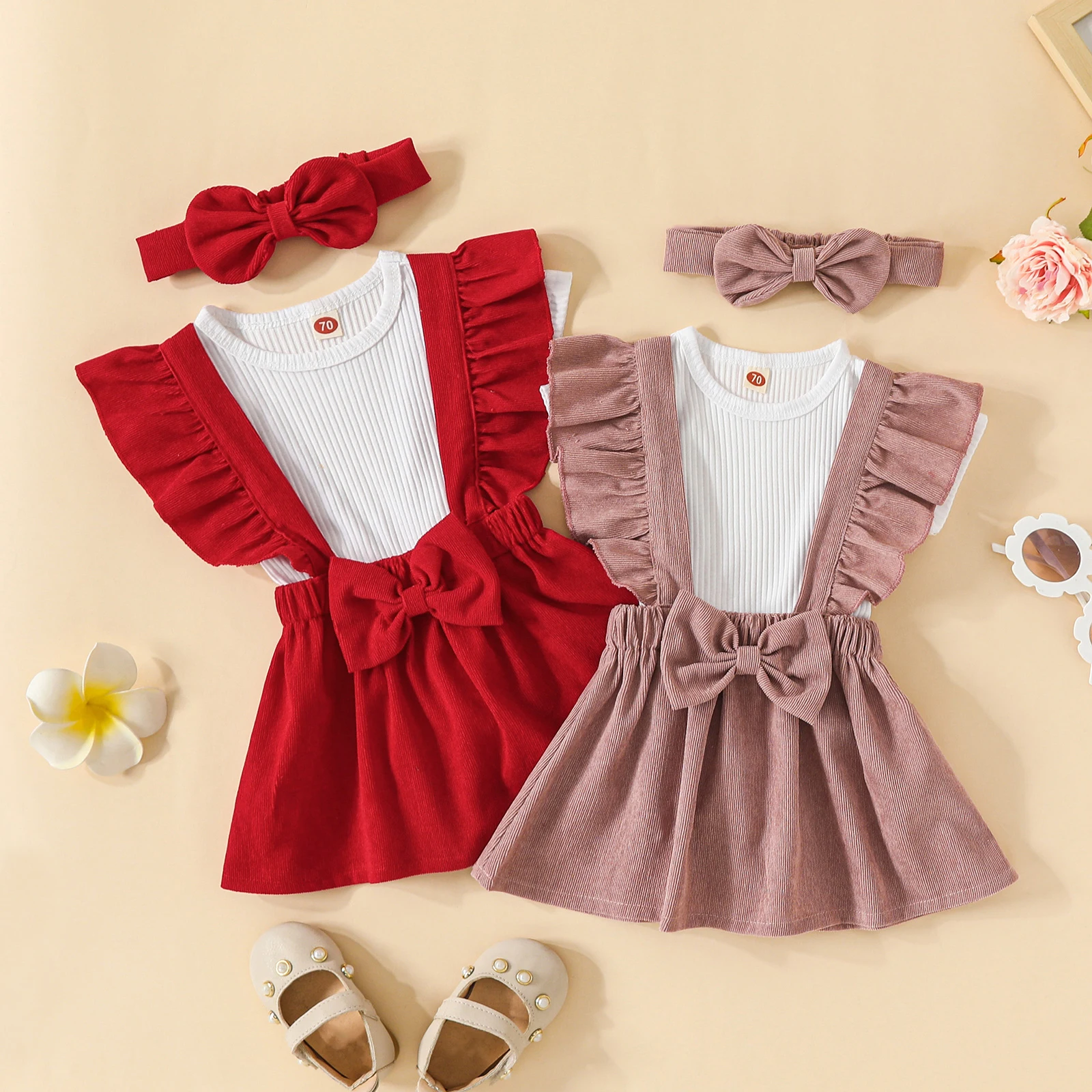 0-18M Infant Baby Girls Summer Outfit Sets White Short Sleeve Ribbed Romper + Solid Color Suspender Skirt + Headband 3pcs Suits
0-18M Infant Baby Girls Summer Outfit Sets White Short Sleeve Ribbed Romper + Solid Color Suspender Skirt + Headband 3pcs Suits