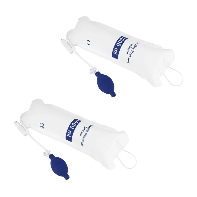 

2X 1000Ml Reusable Pressure Infusion Bag With Pressure Display Infusion Pump Pressure Bag
