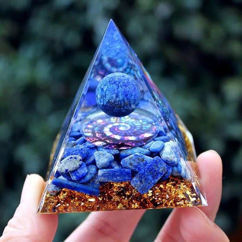 

Orgone Energy Pyramid Orgonite Lapis Lazuli Reiki Natural Amethyst Ball Healing Crystals Chakra Tool Ornaments Resin Stones