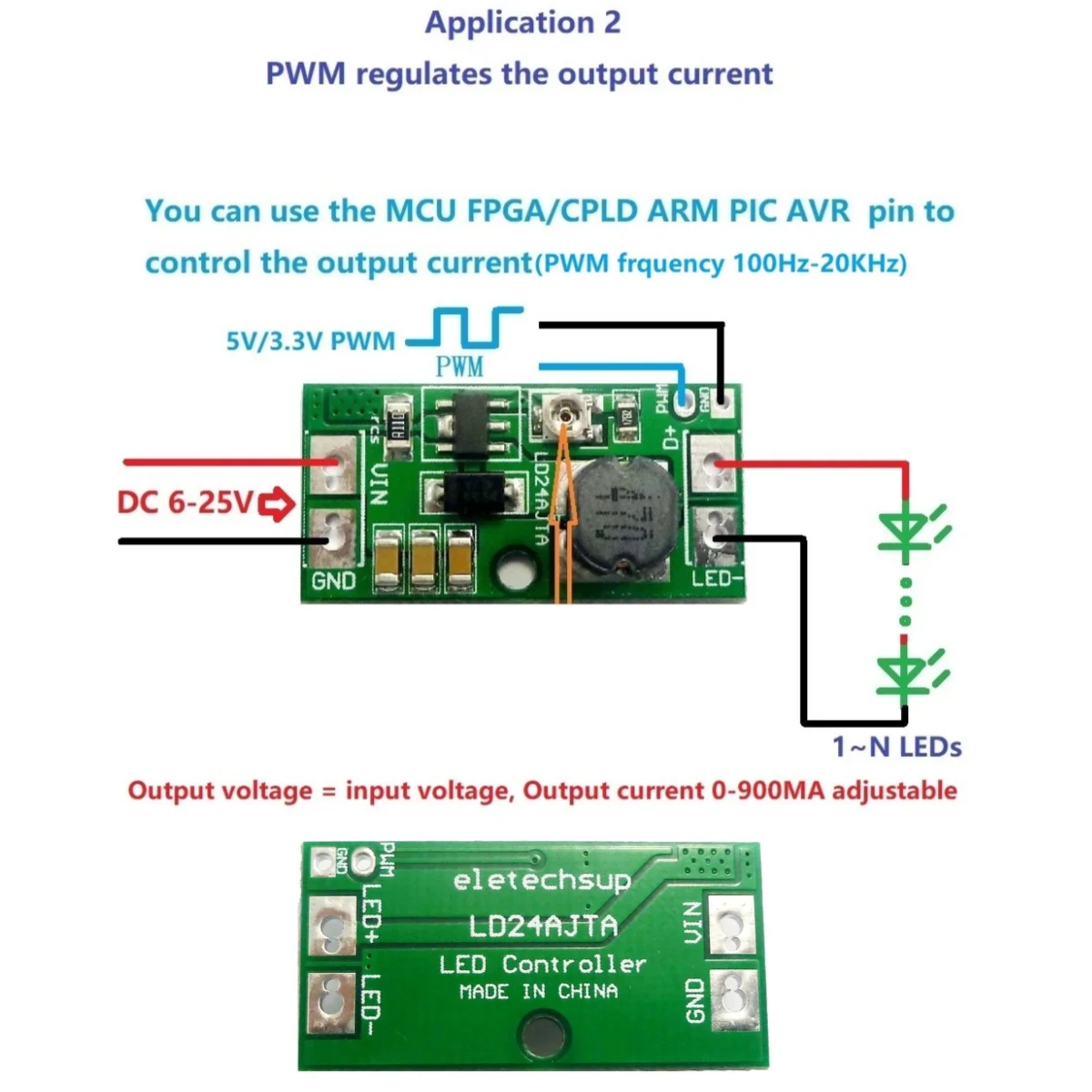 

15PCS DC 6-24V 30-900mA Adjustable LED Driver PWM Controller DC-DC Step-down Constant Current Converter