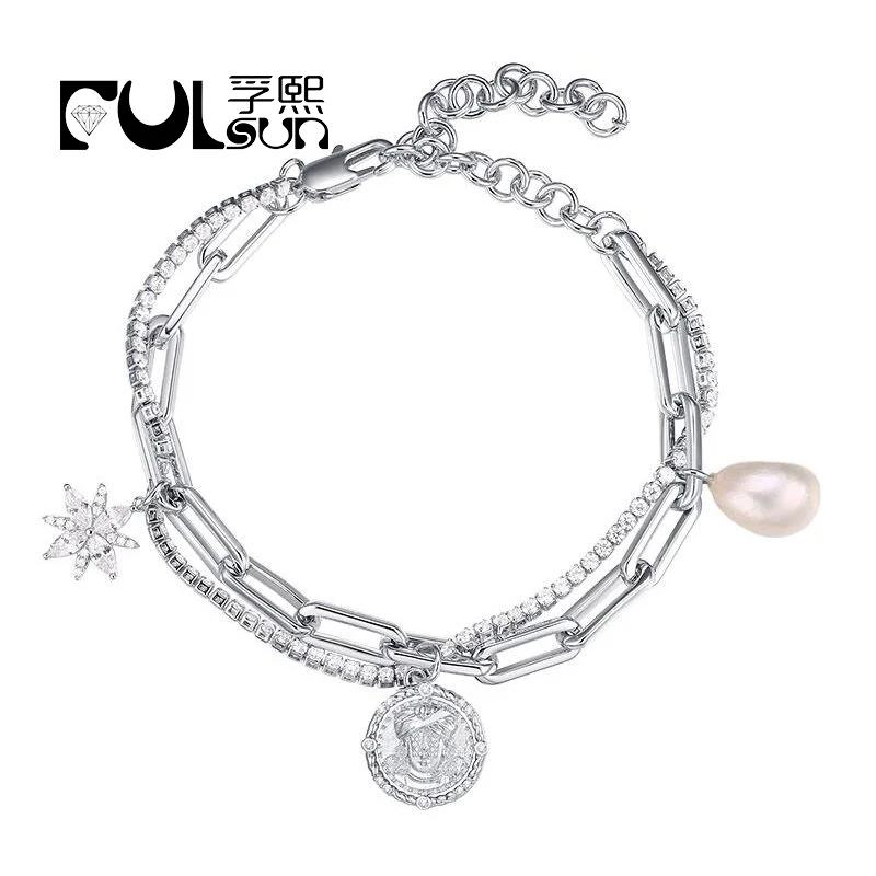 wholesale Headshot coin jewelry brass bracelet 18 gold plated cubic zircon Freshwater pearl charm Adjustable Paper clip Bracelet
wholesale Headshot coin jewelry brass bracelet 18 gold plated cubic zircon Freshwater pearl charm Adjustable Paper clip Bracelet