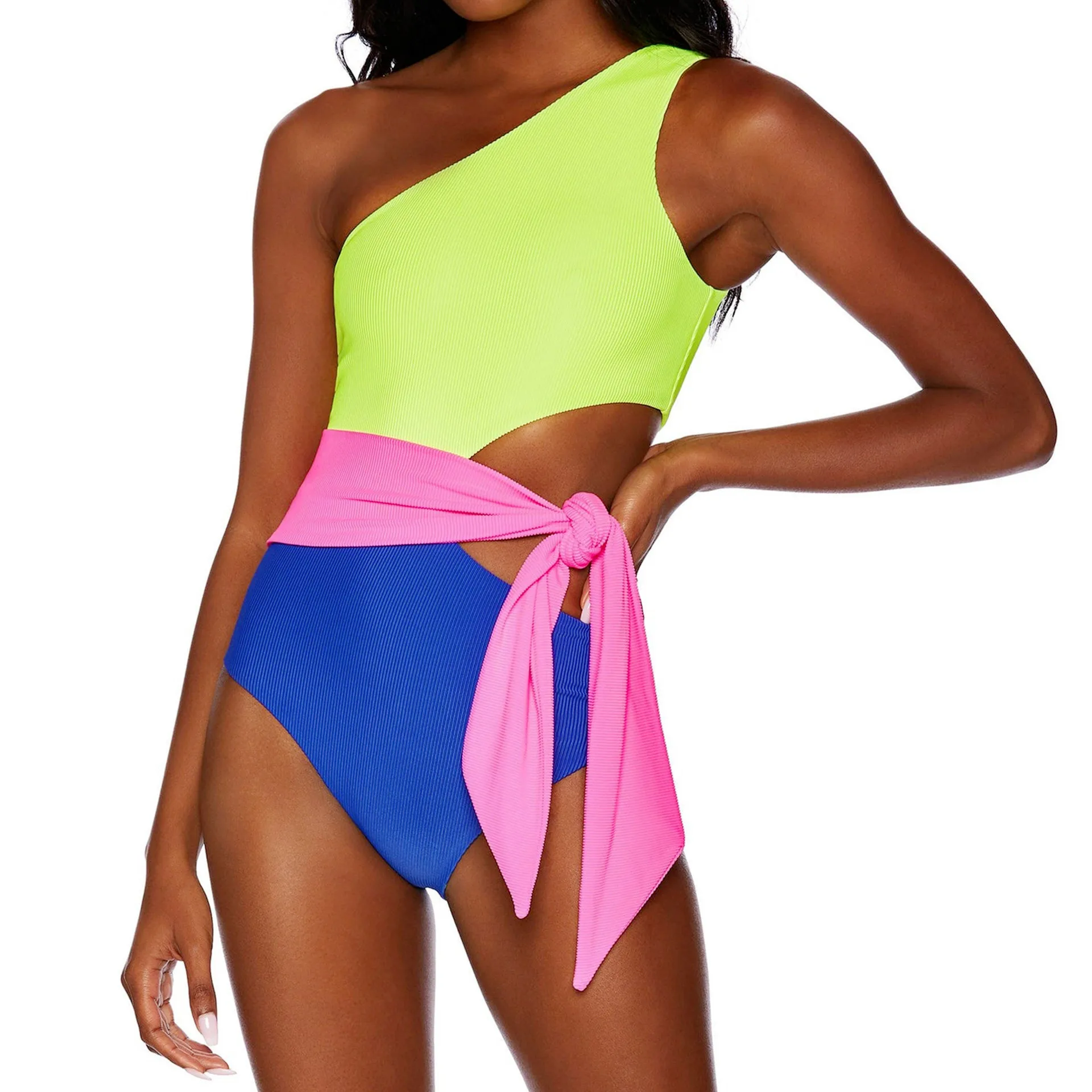 Women's Swimsuit 2023 Summer One Piece Swimwear One Shoulder Contrast Color Stitching Pit Stripe Fabric Hollow Out Bathing Suit
Women's Swimsuit 2023 Summer One Piece Swimwear One Shoulder Contrast Color Stitching Pit Stripe Fabric Hollow Out Bathing Suit