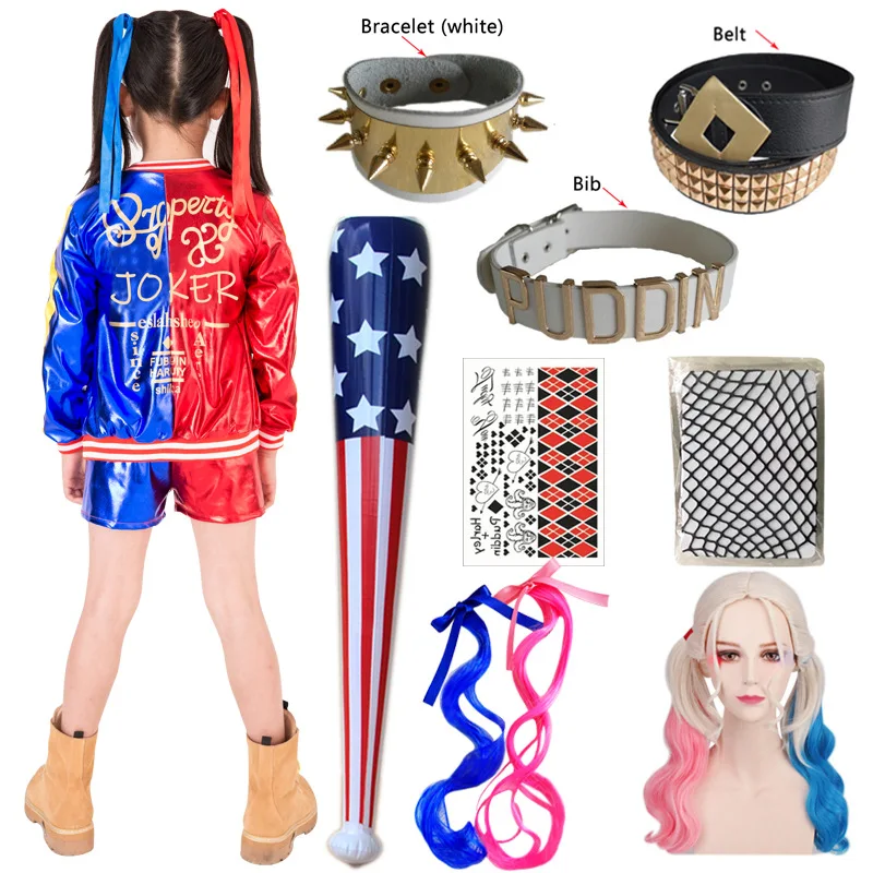 Women Suicide Harleen Quinzel Cosplay Costumes Squad Quinn Monster Femme Jacket Pants Girls Halloween Party Clothes Wig Gloves
Women Suicide Harleen Quinzel Cosplay Costumes Squad Quinn Monster Femme Jacket Pants Girls Halloween Party Clothes Wig Gloves