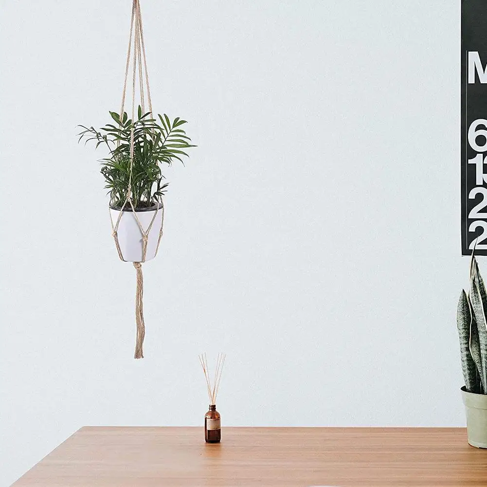 Natural Flax Macrame Plant Hanger - 35" Boho Garden Basket 6 Se333bdb8eb1b41ab8e7853a4f08bbd85p