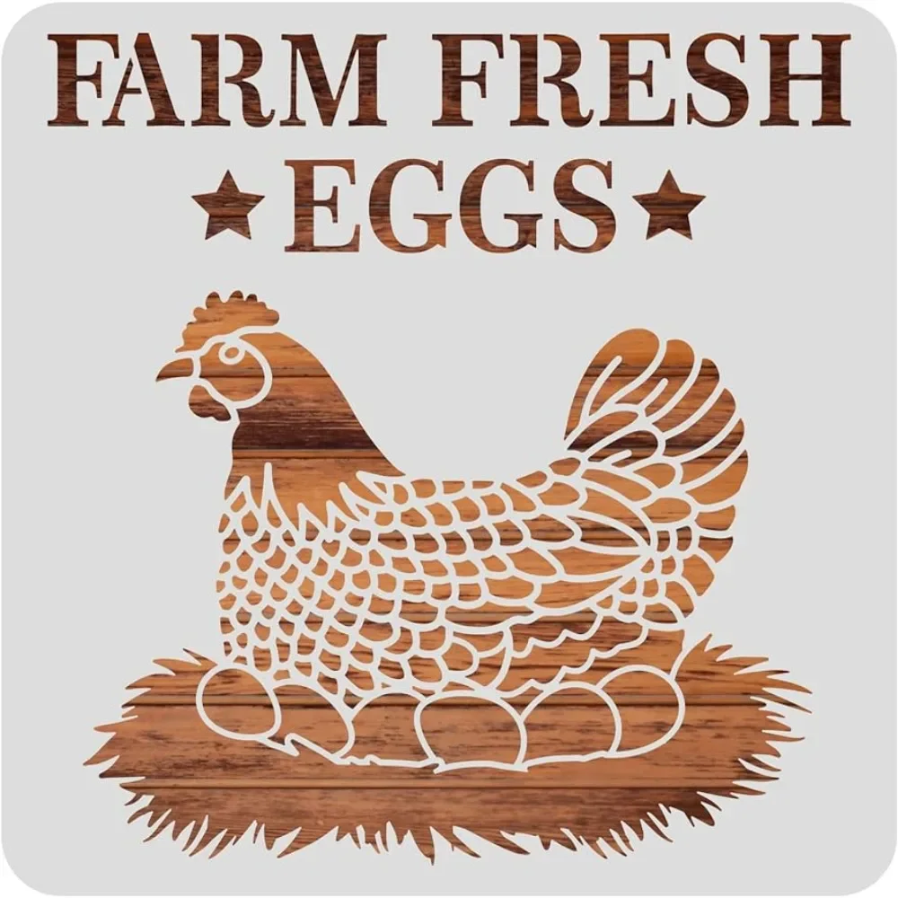 12x12inch Hen Pattern Plastic Painting Stencils, Farm Fresh Eggs Large Reusable Stencil Template for Painting on Scrapbooking
12x12inch Hen Pattern Plastic Painting Stencils, Farm Fresh Eggs Large Reusable Stencil Template for Painting on Scrapbooking