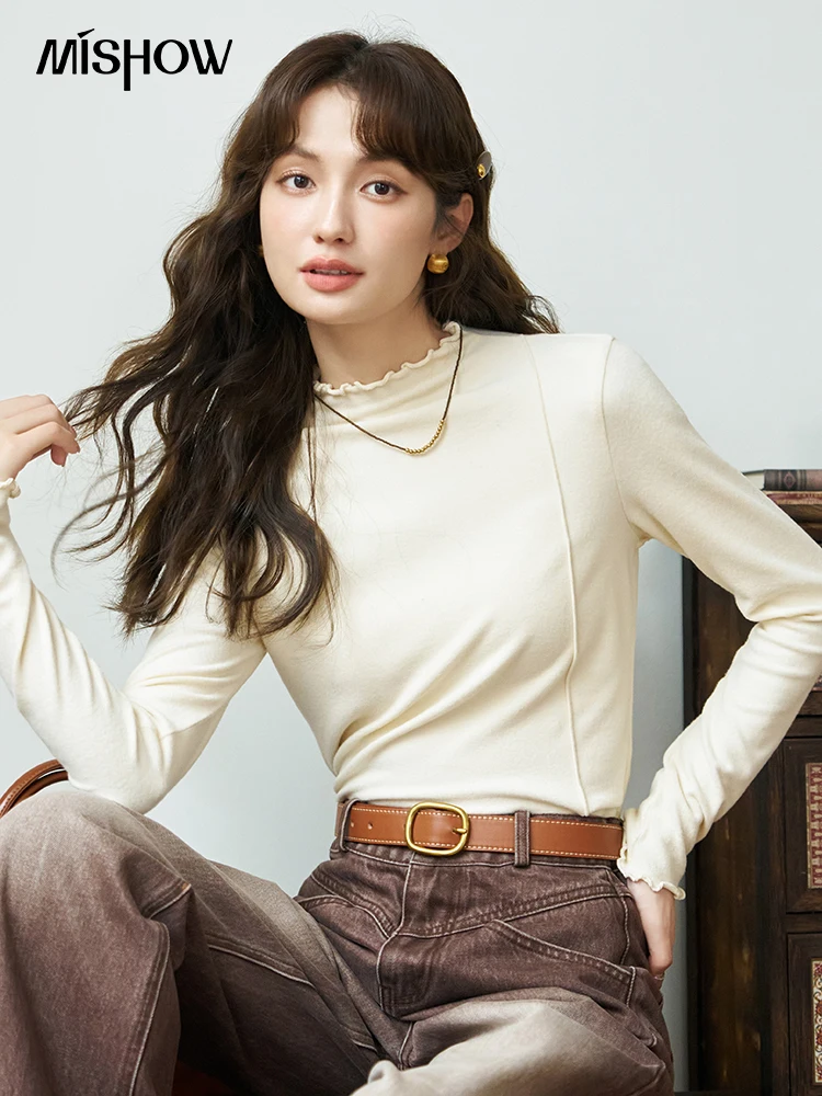 MISHOW Women's Solid Long Sleeve Inner Top 2023 Autumn Knit Pullover Bottom Shirt Office Lady Slim Fungus Edge Design MXC46Z0168
MISHOW Women's Solid Long Sleeve Inner Top 2023 Autumn Knit Pullover Bottom Shirt Office Lady Slim Fungus Edge Design MXC46Z0168