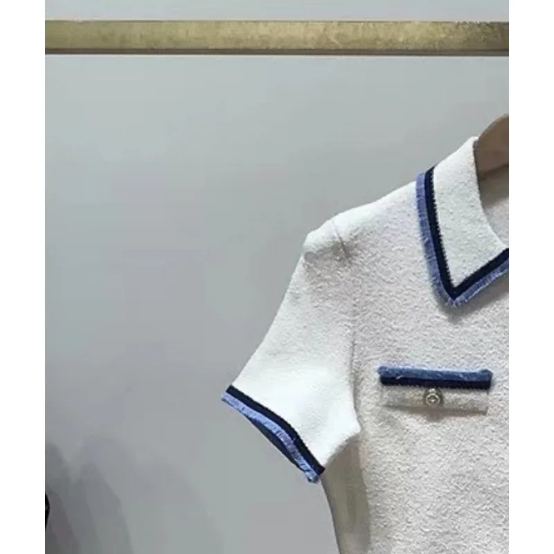 2024 Early Spring New Short-sleeved Contrasting Color Knitted Lapel Dress for Women
2024 Early Spring New Short-sleeved Contrasting Color Knitted Lapel Dress for Women