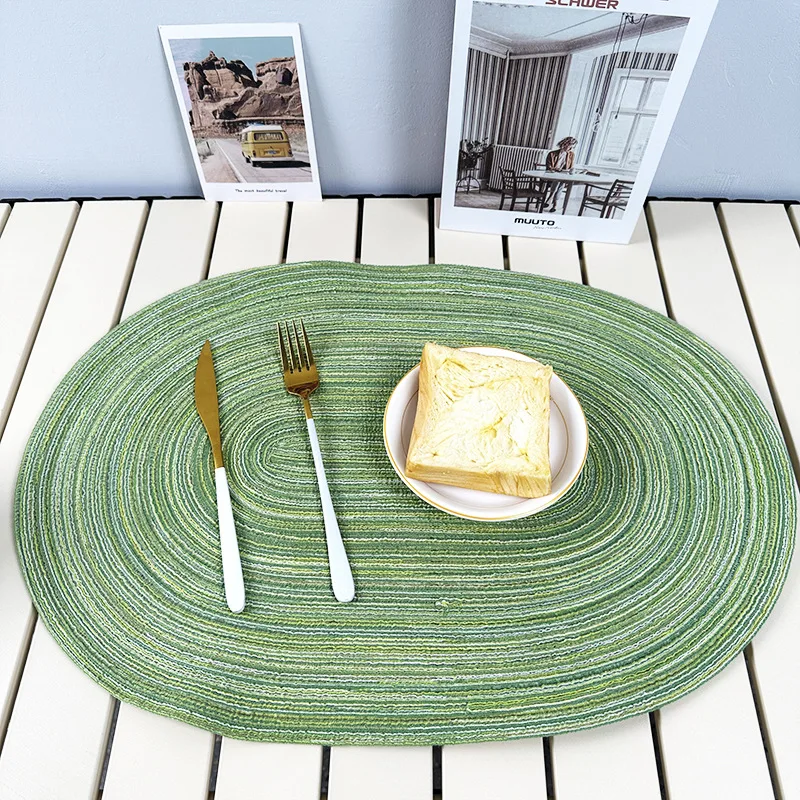 

6Pcs Oval Placemats Woven Ramie Placemat for Dining Table Non-Slip Quick Drying Tableware Mat Cup Coasters Kitchen Accessories