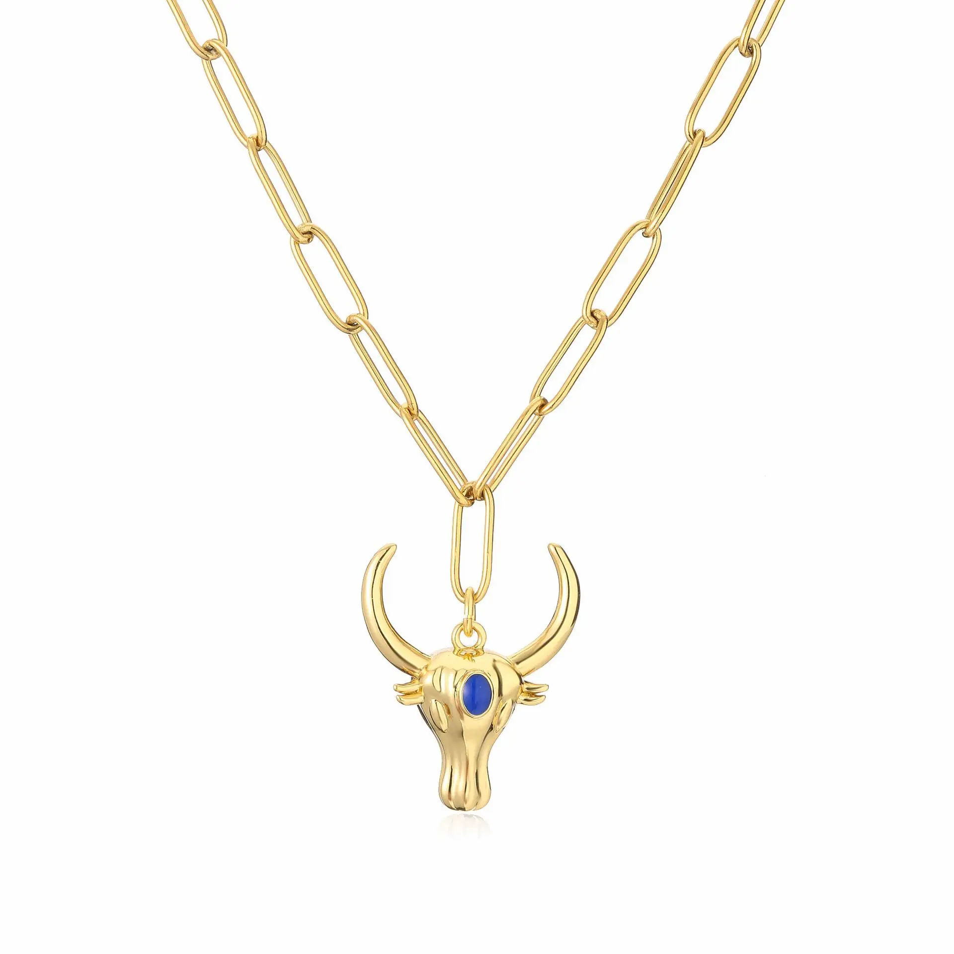 New Necklace Women's 18k Gold Plated Crystal Zircon Animal Ox Head Pendant Hip Hop Rock Fashion Jewelry Lover Gift
New Necklace Women's 18k Gold Plated Crystal Zircon Animal Ox Head Pendant Hip Hop Rock Fashion Jewelry Lover Gift