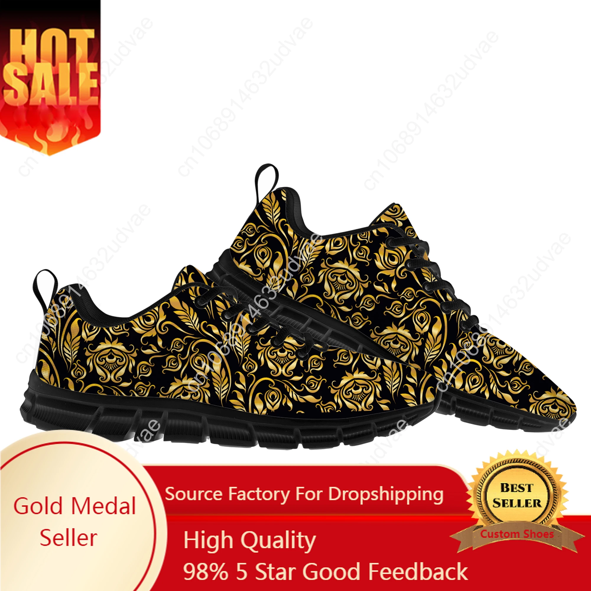 Luxury Golden Floral Prints Sports Shoes Mens Womens Teenager Kids Children Baroque European Sneakers Casual Custom Couple Shoes
Luxury Golden Floral Prints Sports Shoes Mens Womens Teenager Kids Children Baroque European Sneakers Casual Custom Couple Shoes
