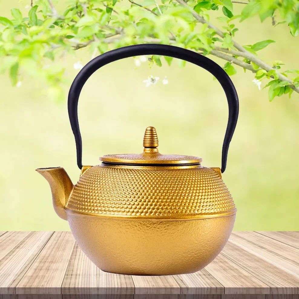 1.2L Cast Iron Kettle Golden Raindrop Iron Teapot Large Capacity Boiling Kettle Handle Pot Japanese-Style Health Teapot
1.2L Cast Iron Kettle Golden Raindrop Iron Teapot Large Capacity Boiling Kettle Handle Pot Japanese-Style Health Teapot