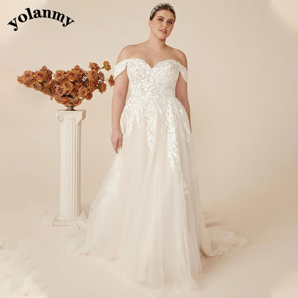 

YOLANMY Strapless Bohemian Wedding Dress 2023 Cap Sleeve Court Train Appliques Classic Backless Vestidos De Novia Brautmode