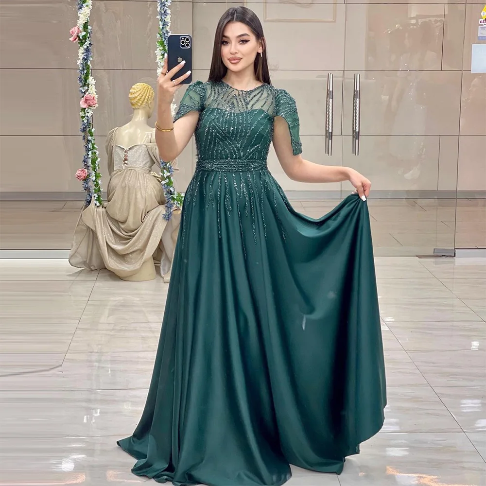 Sevintage Elegant Beading Sequined A-Line Prom Dresses O-Neck Saudi Arabic Evening Gowns Formal Party Dress
Sevintage Elegant Beading Sequined A-Line Prom Dresses O-Neck Saudi Arabic Evening Gowns Formal Party Dress
