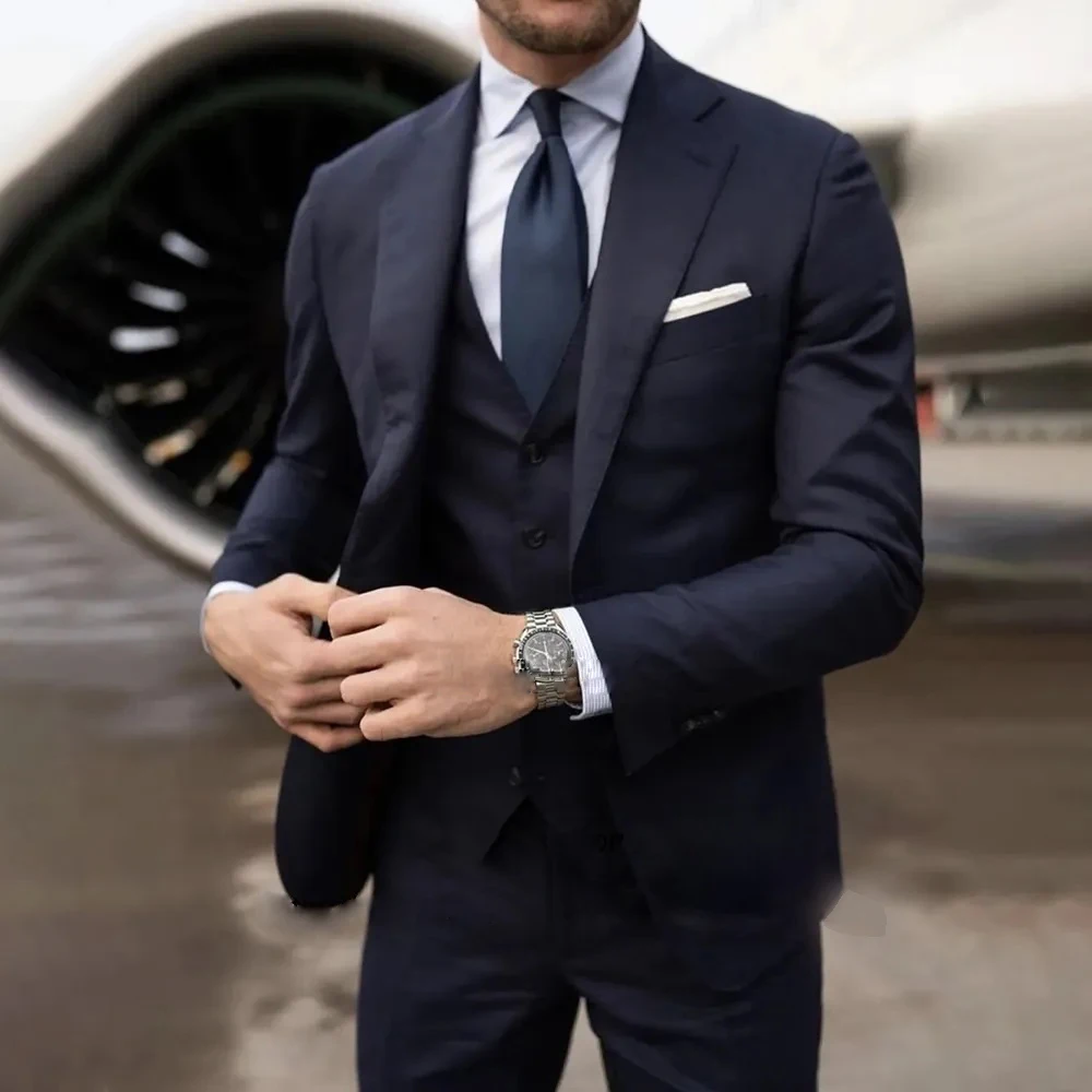 Navy Blue Suits For Mens Fashion Groom Tuxedo 3 Piece Daily Jacket Vest Pants Formal Business Blazer Wedding Set Terno Masculino
Navy Blue Suits For Mens Fashion Groom Tuxedo 3 Piece Daily Jacket Vest Pants Formal Business Blazer Wedding Set Terno Masculino