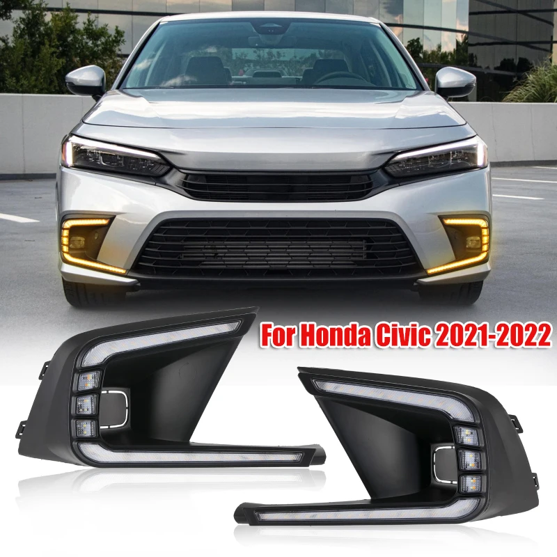2pcs/set Car Front Bumper LED Fog Light Daytime Running Light for Honda Civic 2021-2022
2pcs/set Car Front Bumper LED Fog Light Daytime Running Light for Honda Civic 2021-2022