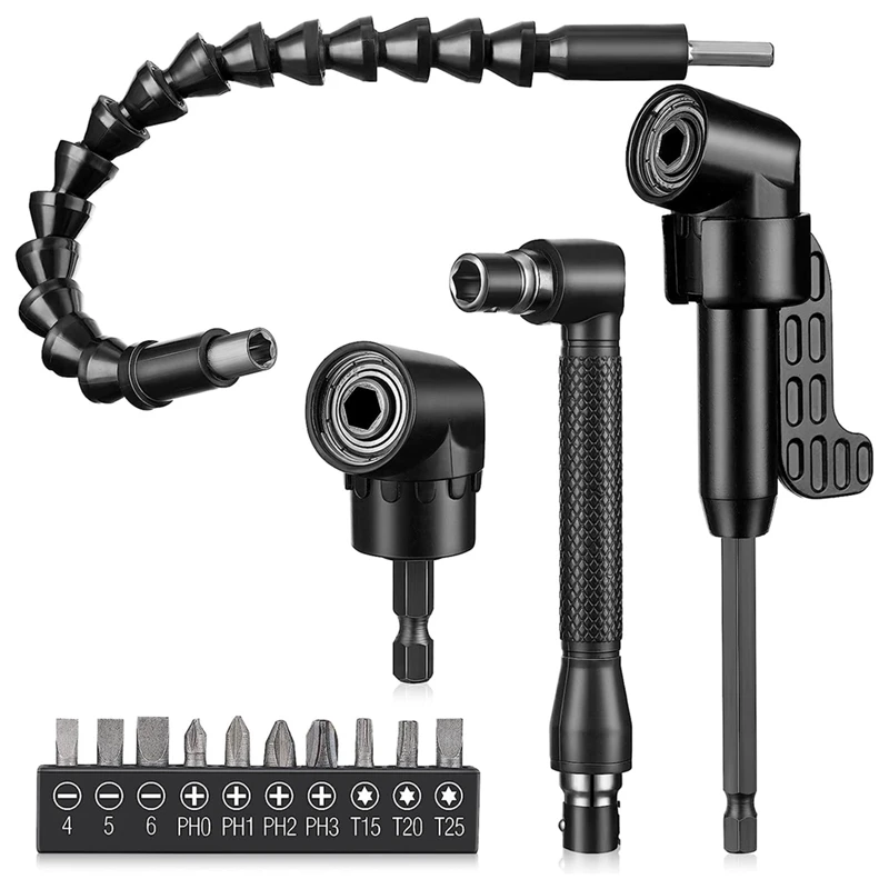14 Pcs Flexible Drill Bit Extension Set 105 Right Angle Drill 90 Right Angle Black
14 Pcs Flexible Drill Bit Extension Set 105 Right Angle Drill 90 Right Angle Black