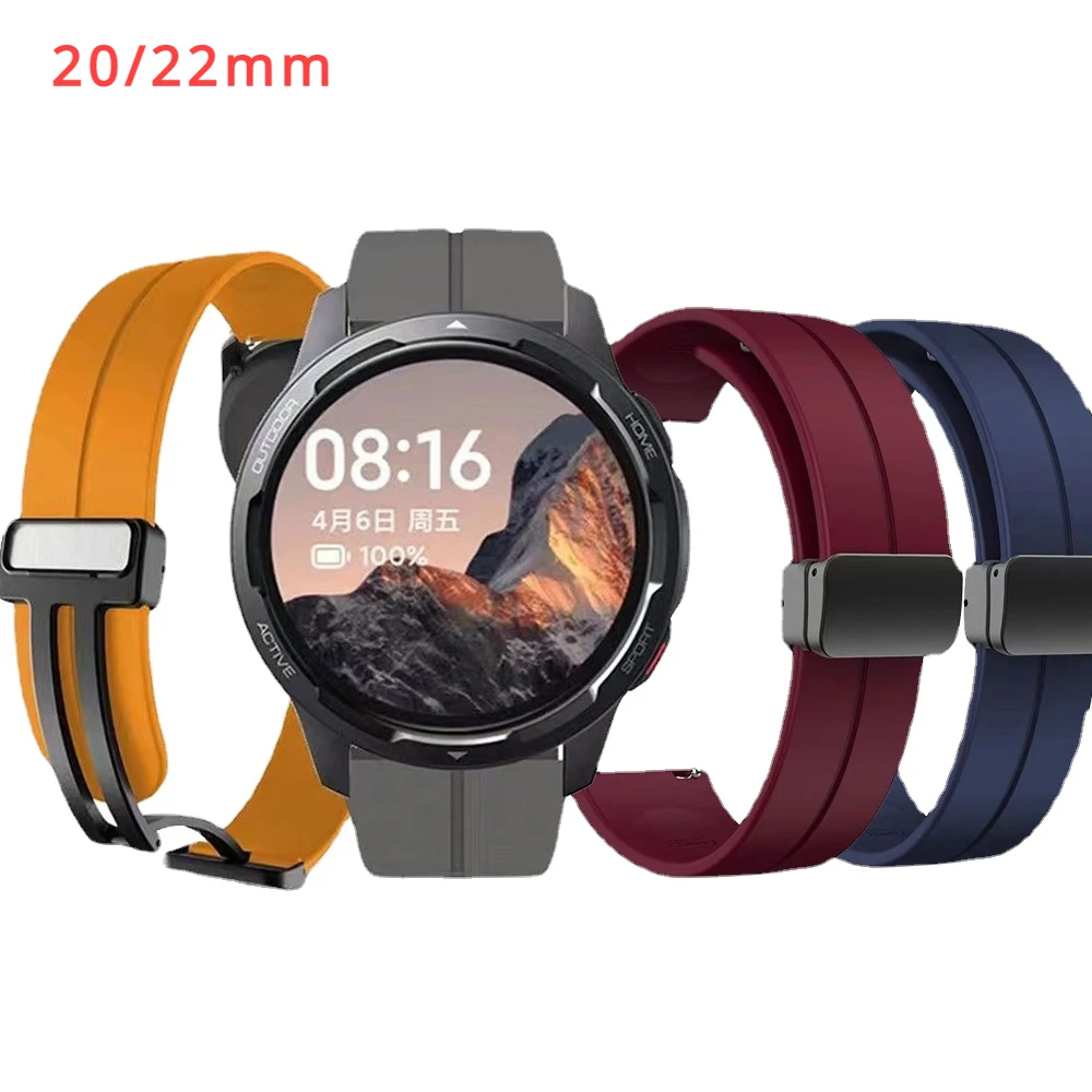 

Magnetic clasp Silicone Strap For Huawei Watch 3 pro GT3 GT2 42mm 46mm For Mi Watch S1 Pro/Watch color 2 20mm 22mm Belt Bracelet