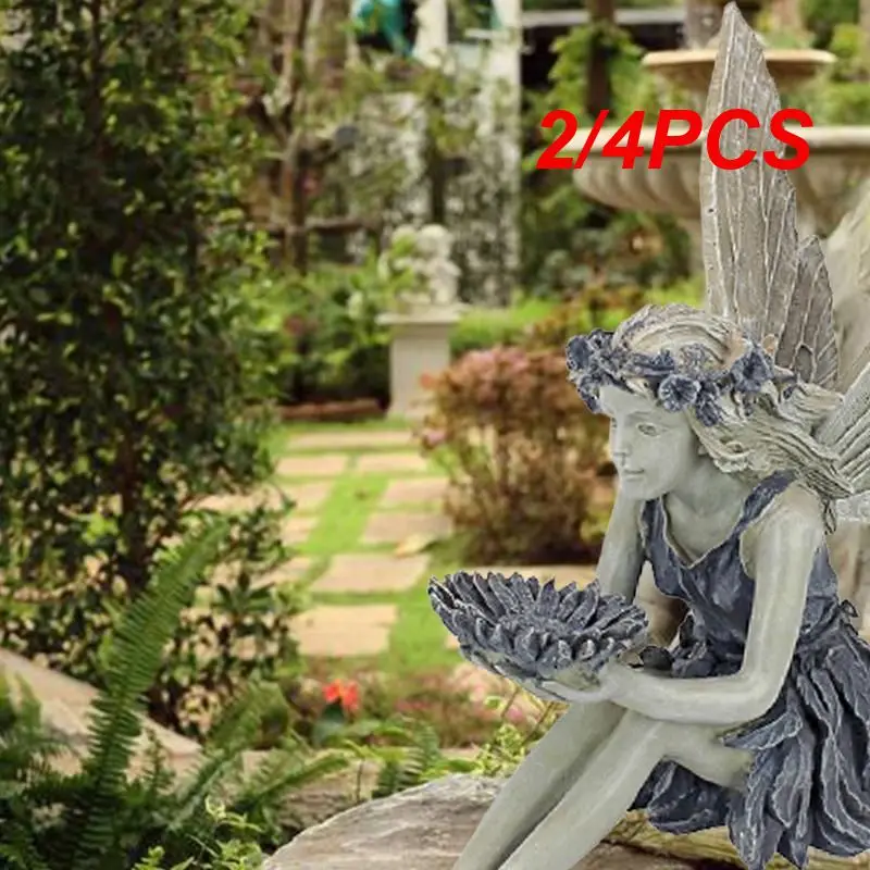

2/4PCS Wonderland Flower Fairy Statue Garden Decoration Angel Sitting Angel Girl Ornament A4z5 Deco Resin Figurines Outdoor Wing