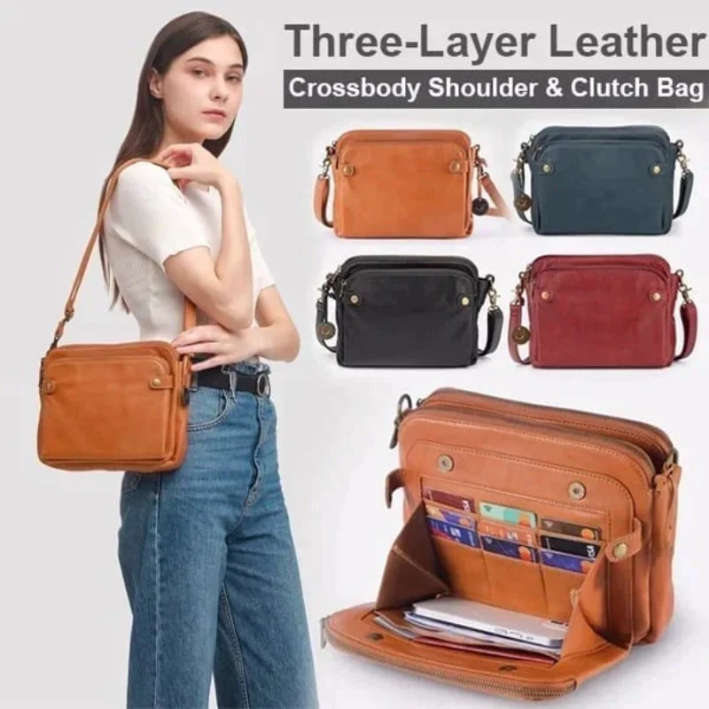 Crossbody Leather Shoulder Bags and Clutches Women's Three-Layer PU Leather Crossbody Shoulder Bag, Ladies Zip Satchel Bags
Crossbody Leather Shoulder Bags and Clutches Women's Three-Layer PU Leather Crossbody Shoulder Bag, Ladies Zip Satchel Bags