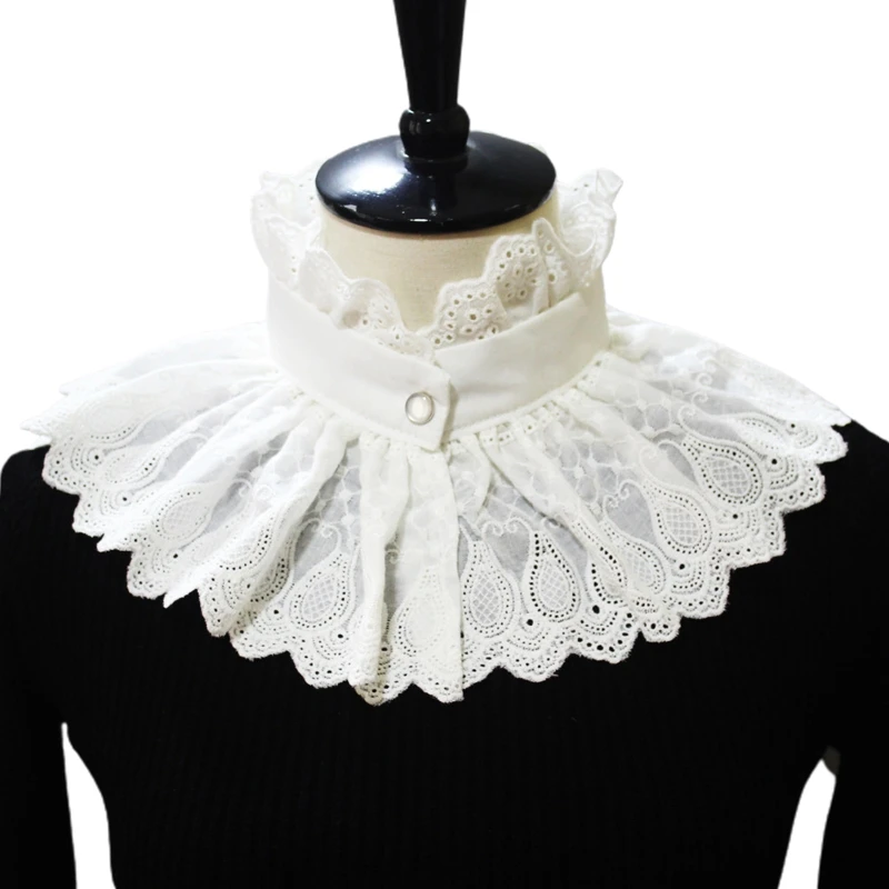 Women Vintage Embroidery Paisley Big Shawl Ruffled Stand Fake Collar Victorian Steampunk White Scarf Half Shirt Decorative
Women Vintage Embroidery Paisley Big Shawl Ruffled Stand Fake Collar Victorian Steampunk White Scarf Half Shirt Decorative